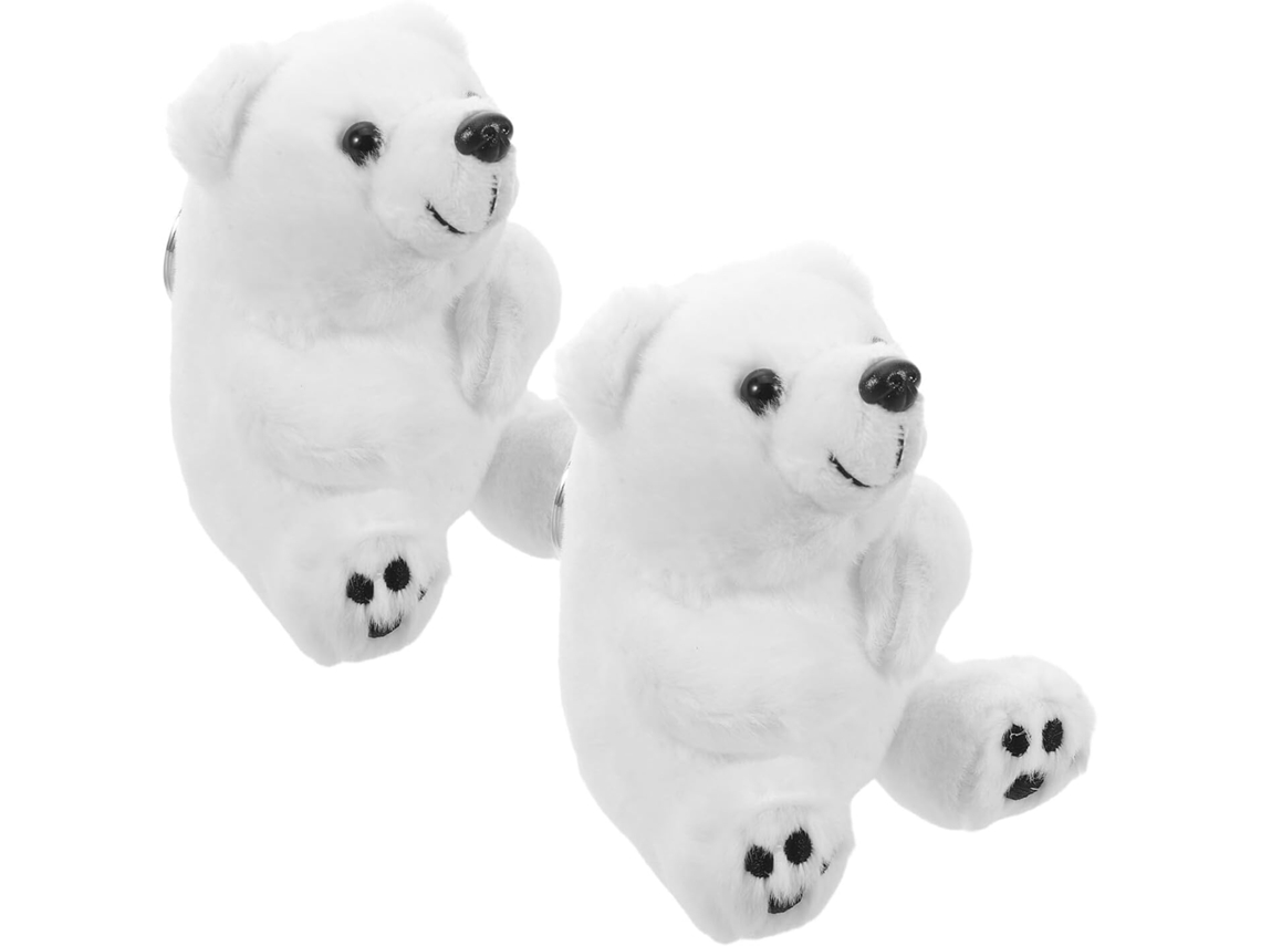 Conjunto De 2 Chaveiros De Urso Branco Em Algodão Pp, Pingentes Fofos E Versáteis Para Bolsas.