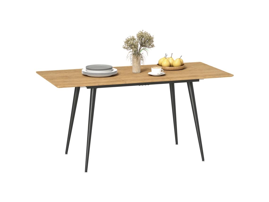 Mesa De Jantar Extensível, Mesa Extensível Para 6-8 Pessoas, Mesa De Cozinha Com Pernas De Aço Maciço