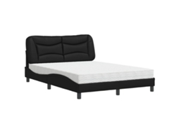 Bed, Beds Vidaxl Preto Couro Artificial (140 X 190 Cm)