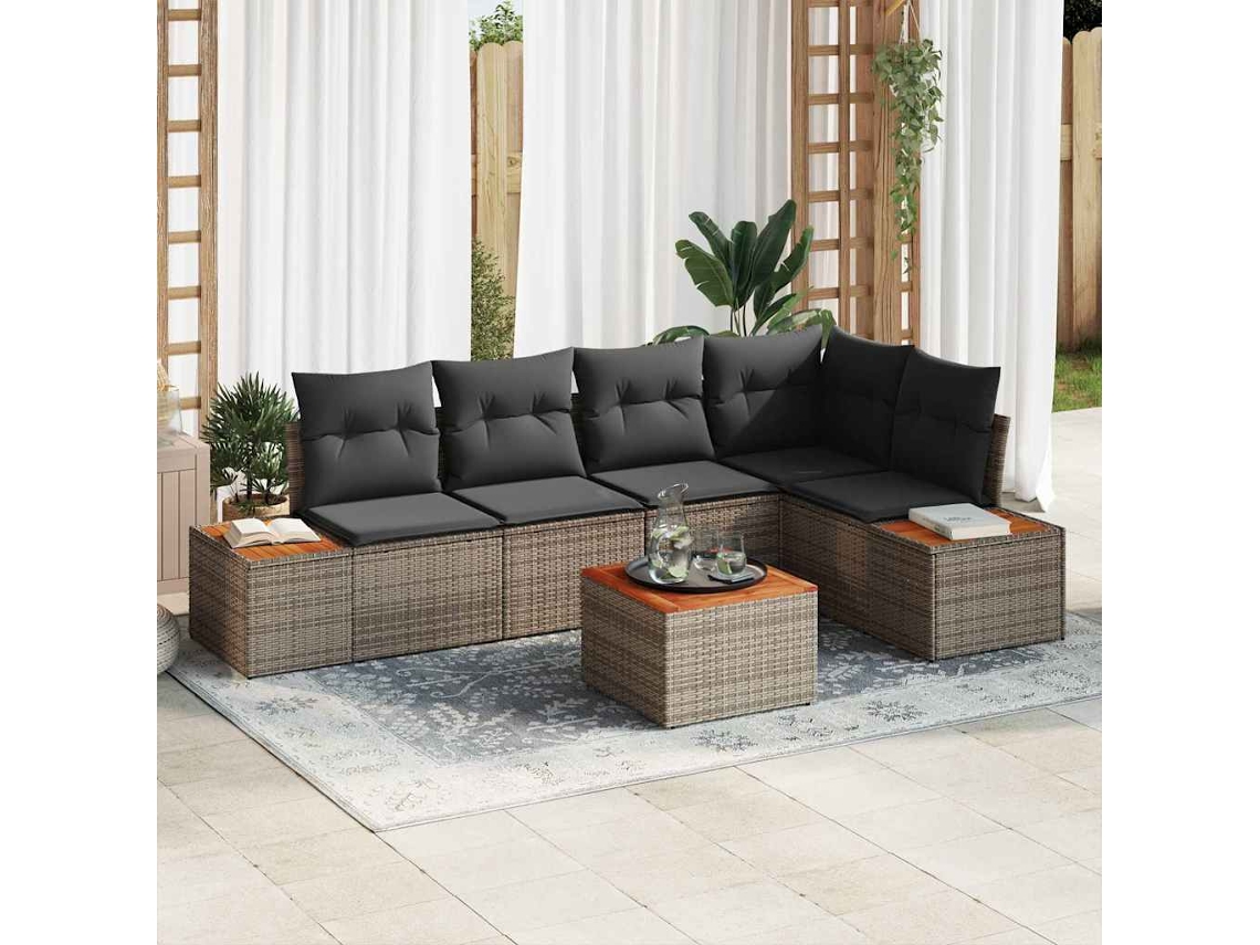 Vidaxl Conjunto De Sofá De Jardim 5 Unid. 5-número De Lugares Cinzeto