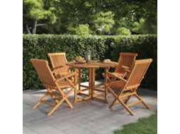 5 Pcs Conjunto Jantar Dobrável P/ Exterior Madeira Teca Maciça Dkd Home Decor