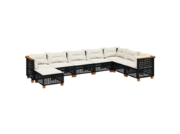 Maison Exclusive - 8 Pcs Conjunto Sofás De Jardim Com Almofadões Vime Pe Preto