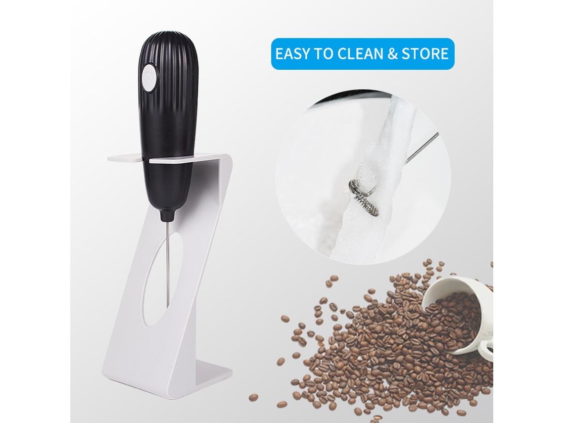 Espumador De Leite Manual Para Café À Prova Balas Com Batedor Aço Inoxidável (preto)