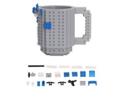 Caneca de Blocos de Montar 400ml Diy para Café, Brinquedo Criativo para Crianças e Adultos Cinza | S/MARCA