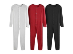 Pijama macacão masculino de manga comprida, branco, tamanhos P-3XG-G