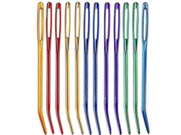 Agulhas De Crochê Com Ponta Curva E Olho Grande 6-22pcs Para Tecelagem De Fio Cor Aleatória 6 Unidades