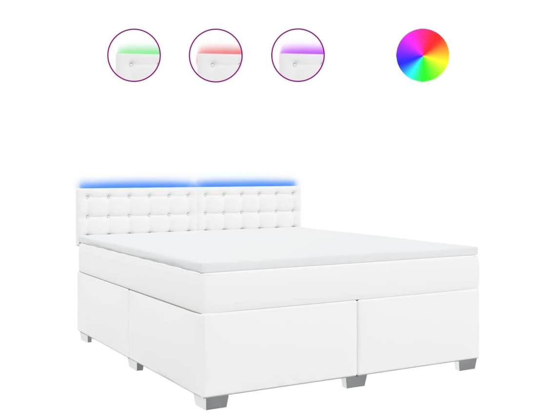 Cama com Molas Couro Artificial Branco MAISON EXCLUSIVE 180x200 cm