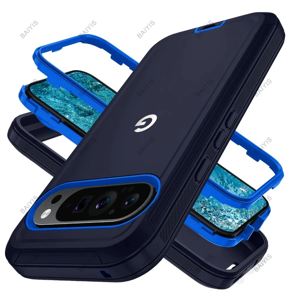 (azul Escuro, Google Pixel 9 Pro) Capa Protetora Resistente A Impactos De Nível Militar, Capa Rígida Reforçada Para Proteção Contra Quedas.