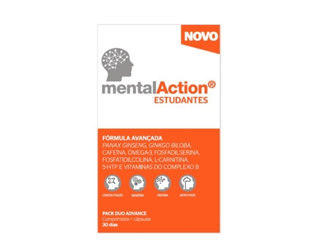 Suplemento Alimentar Comprimidos para Estudantes MentalAction + Cápsulas 30+30 unidades