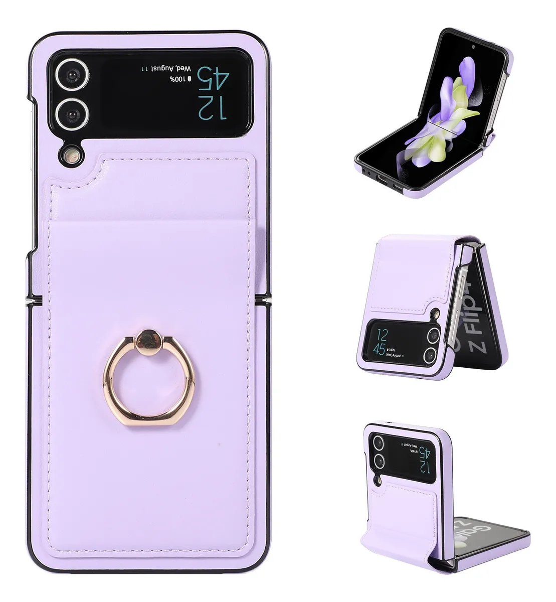 Capa Elegante De Couro De Cor Sólida Para Samsung Z Flip 4 3