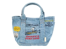Bolsa Jeans Casual com Desenho Animado Bordado Fashion Tote Leve Azul Claro S/MARCA