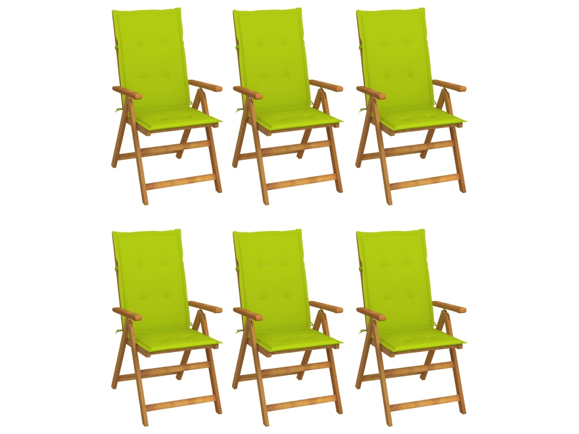 Cadeiras Dobráveis Jardim C/ Almofadões 6 Pcs Acácia Maciça Dkd Home Decor