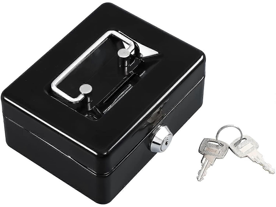 Mini Cofre Pequeno Com Bandeja Para Moedas, Cofre Com Chave, Seguro Para Crianças, 4,9 X 3,7 X 2,3 Polegadas, Preto