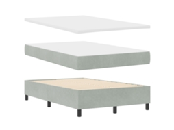 Conjunto 1 Cama Box Vidaxl Cinzento-claro Veludo (200 X 120 Cm)