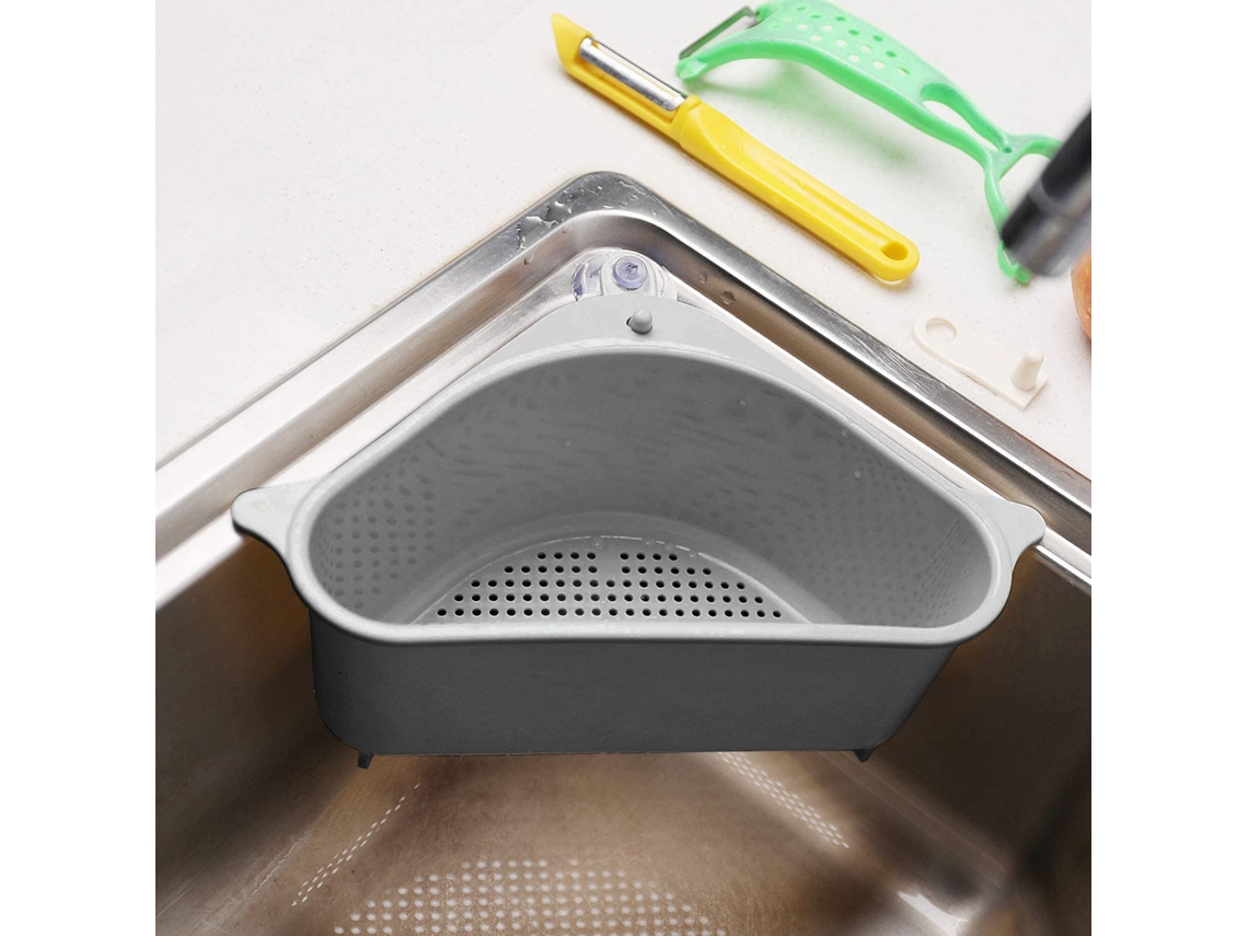 Cesta de Pia Prateleira de Drenagem Multifuncional Triangular Prateleira de Armazenamento para Cozinha Suporte de Armazenamento para Ventosa