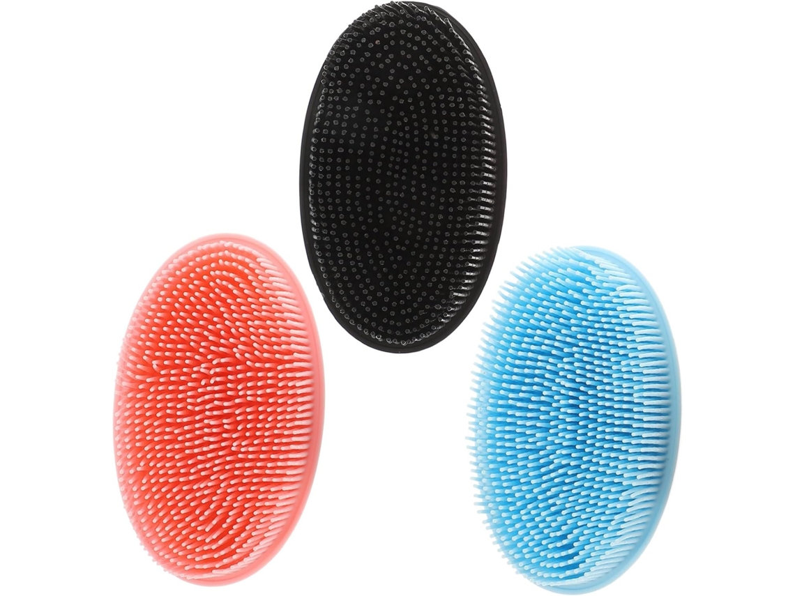 Conjunto De 3 Escovas Silicone Para O Corpo, Portáteis E Compactas, Para Banho E Shampoo, Limpeza Profunda E Massagem