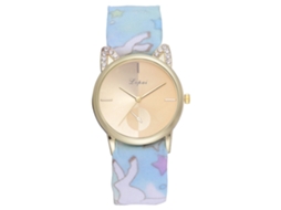 Lvpai Relógio de Pulso Feminino de Quartzo com Pulseiro de Tecido Casual Elegante Azul Céu