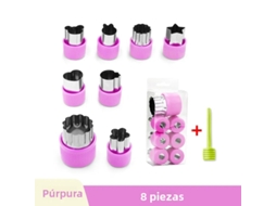 Moldes de Aço Inoxidável para Frutas e Legumes, Cortadores de Petiscos em Formato de Coração e Flor. MDUG (roxo, 8 Peças)