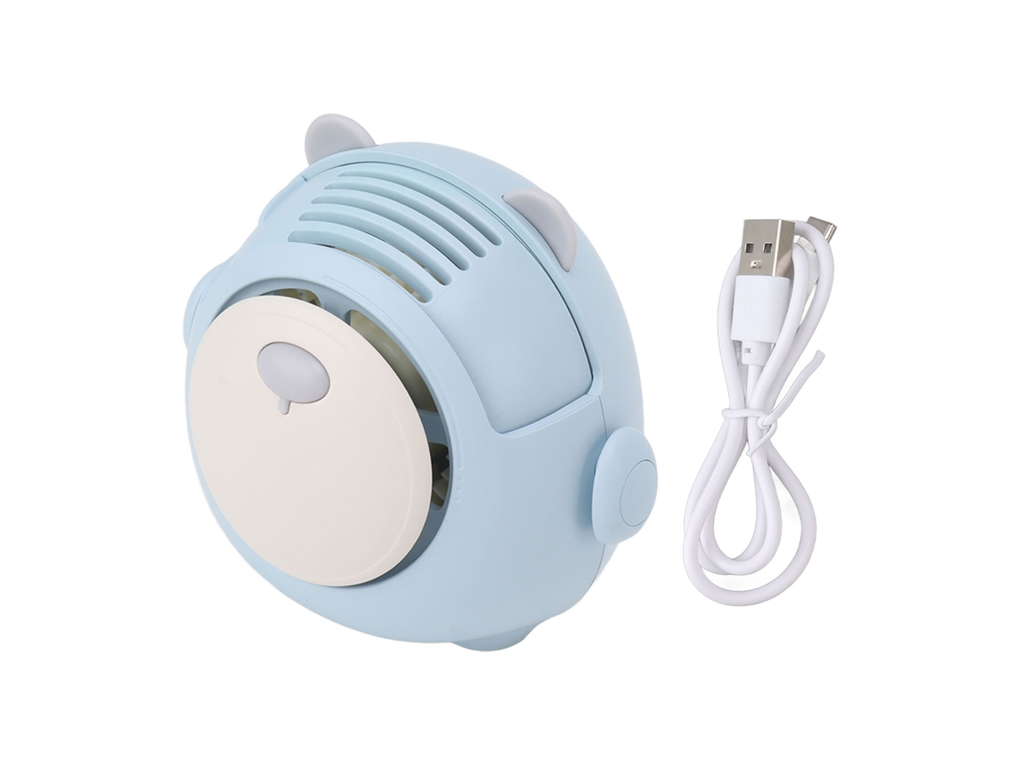 Mini Ventilador Portátil de Pescoço com Cordão Ajustável, Recarregável Via Usb, 3 Velocidades, para Uso Interno e Externo, Azul Celeste BRILVIBERA