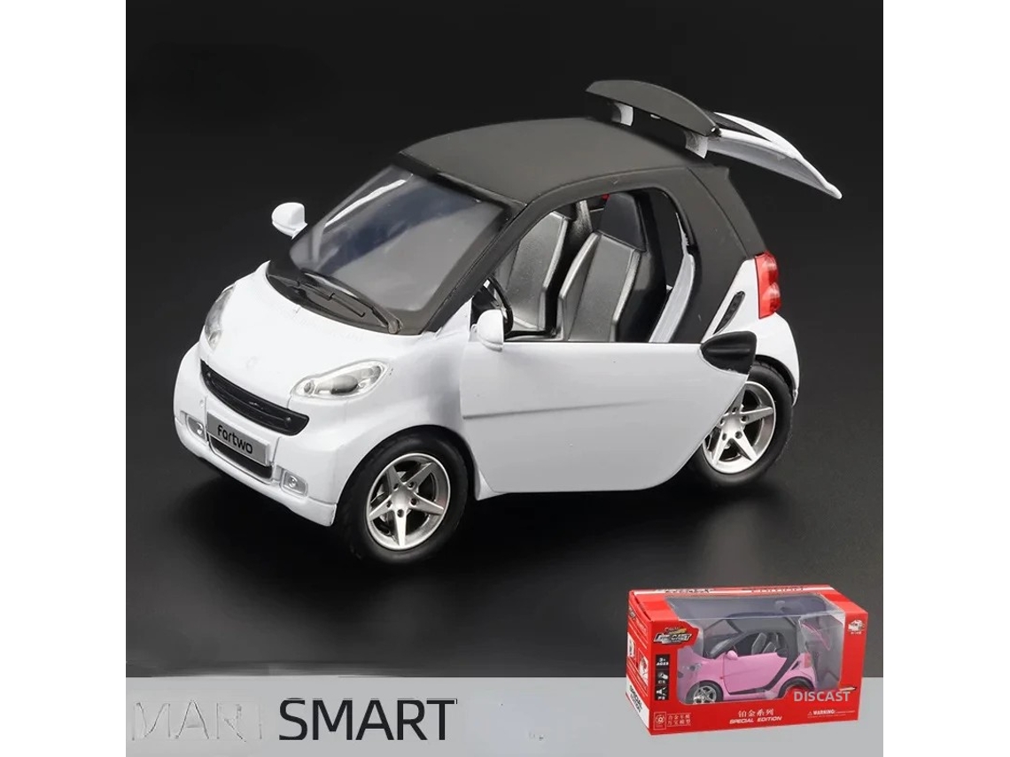 (branco) Miniatura De Carro Smart Em Escala 1:32 Com Efeitos Sonoros E Luminosos.