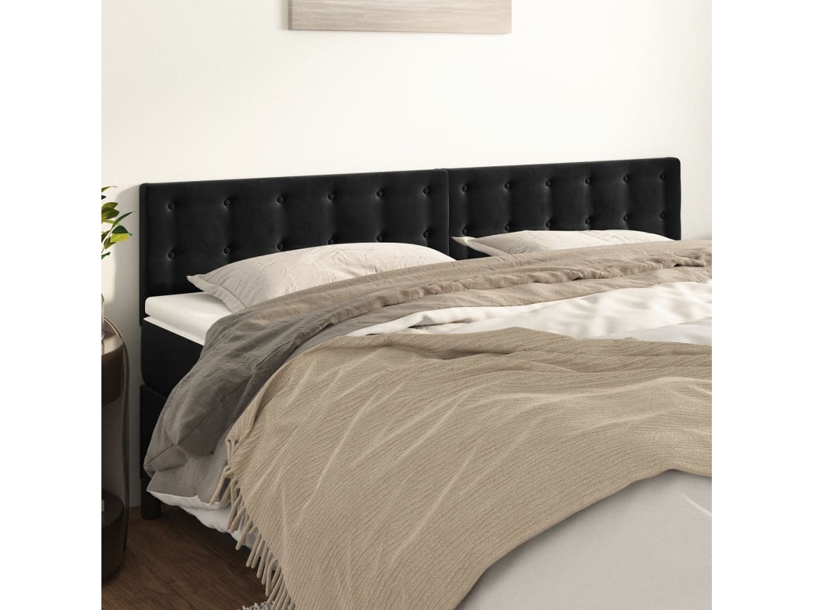Cabeceira De Cama | Painel De Cama 2 Pcs Veludo 100x5x78/88 Cm Preto