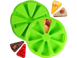 Conjunto De 2 Formas Para Pão E Bolos, Em Silicone, Cor Verde, 8 Cavidades, Revestimento Antiaderente, Formato Triangular