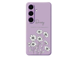 Capa Tkdaddy Para Samsung Galaxy S24 Fe Com Estampa De Flores E Bordas Retas Em Tpu, Roxa