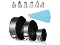 Conjunto De Formas De Fundo Removível Para Bolos (4, 7 E 9 Polegadas), Com Sacos De Confeitar E Bicos, Antiaderente.