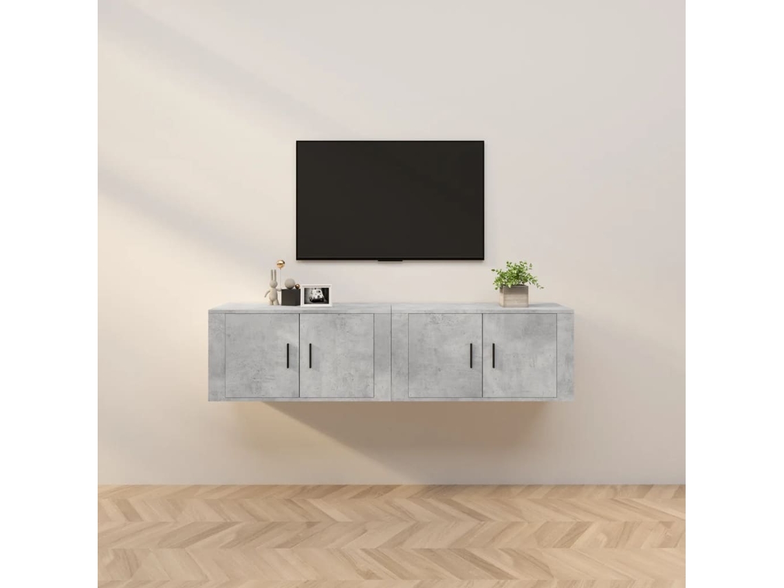 Pcs Móveis De Tv | Gabinete Tv | Armário Tv De Parede 80x34,5x40 Cm Cinzento Cimento