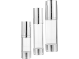 Garrafas recarregáveis com bomba airless em aço inoxidável e polipropileno (PP) de 80ml, 50ml e 30ml - Pacote com 3 unidades