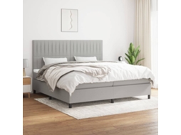 Cama Com Molas/colchão 200x200 Cm Tecido Cinza-claro