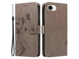 Capa De Couro Sintético Com Flor De Borboleta E Porta-cartões Para Iphone Se (2024)