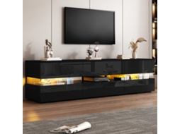 Rack Led 160cm Brilhante Vidro Acrílico Preto