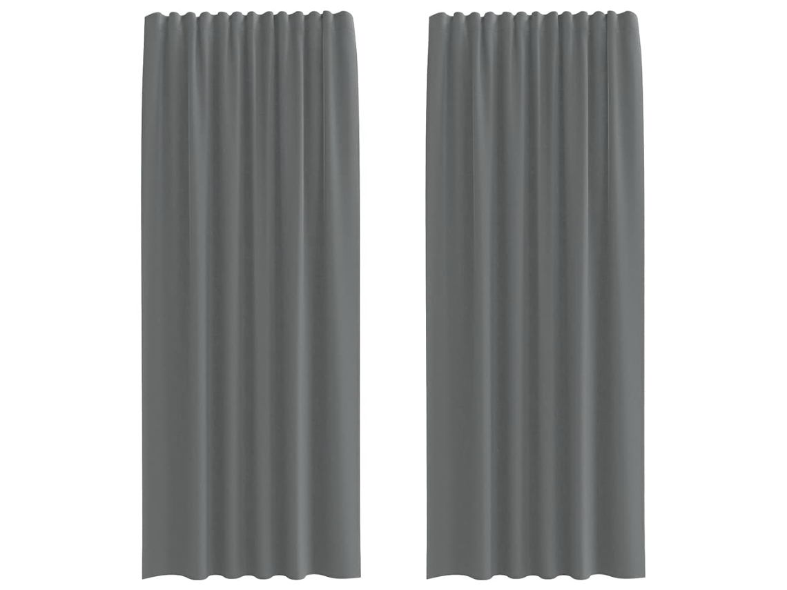 Cortinas de Voile com Bolsos para Varão 2 Pcs Cinzento escuro MAISON EXCLUSIVE