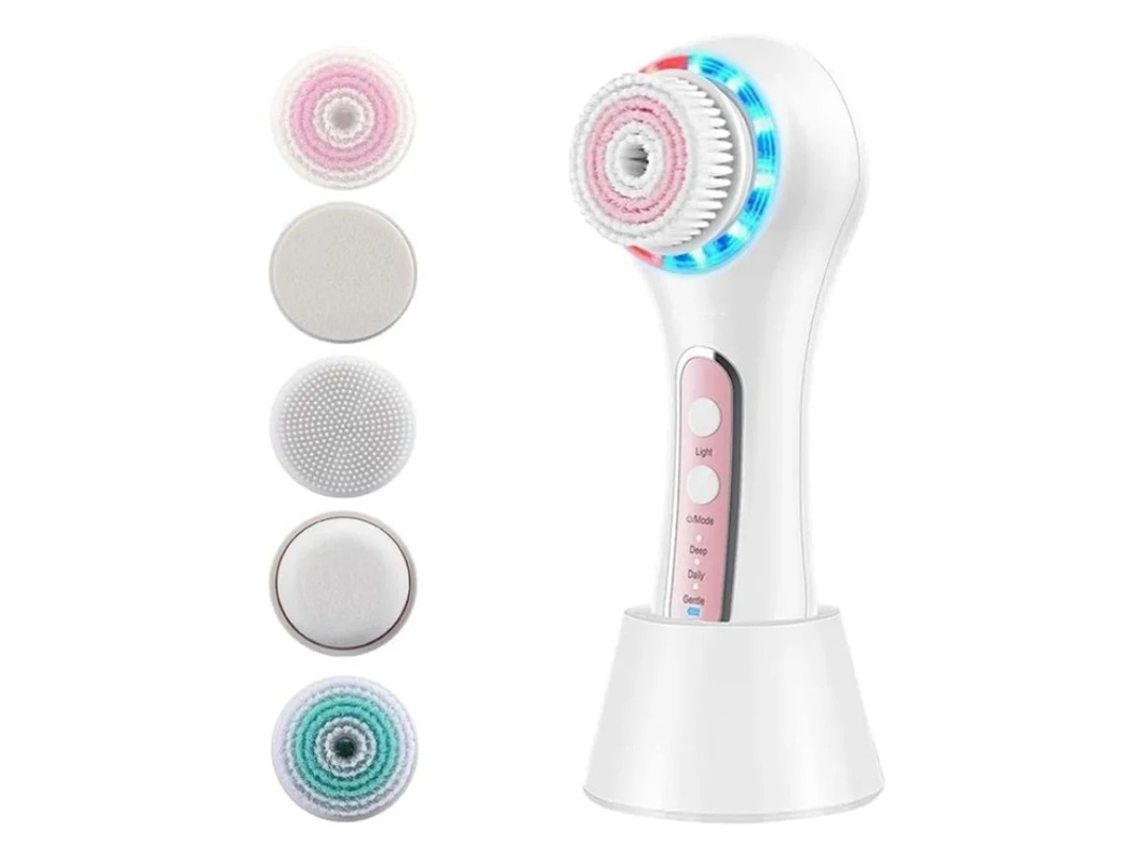 Esfoliante Facial Escova De Limpeza Facial Recarregável Ipx7 À Prova Dágua Com 5 Cabeças De Escova Escova Giratória Facial Elétrica Para Yizhood