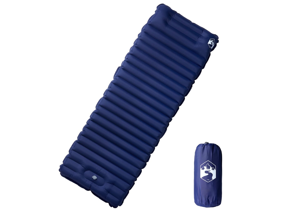 Vidaxl Colchão Campismo Autoinsuflável C/ Almofada 1 P. Azul-marinho