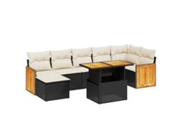Conjunto de 8 Sofás de Jardim com Almofadões Vime Pe Preto MAISON EXCLUSIVE (8 pcs)