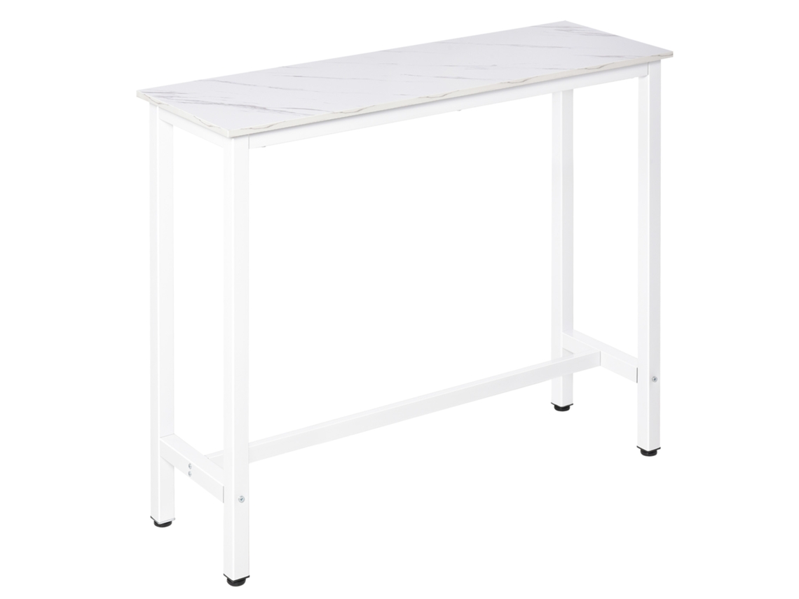 Mesa de Bar Melamina e Aço Cor Branco 120x40x100cm Homcom
