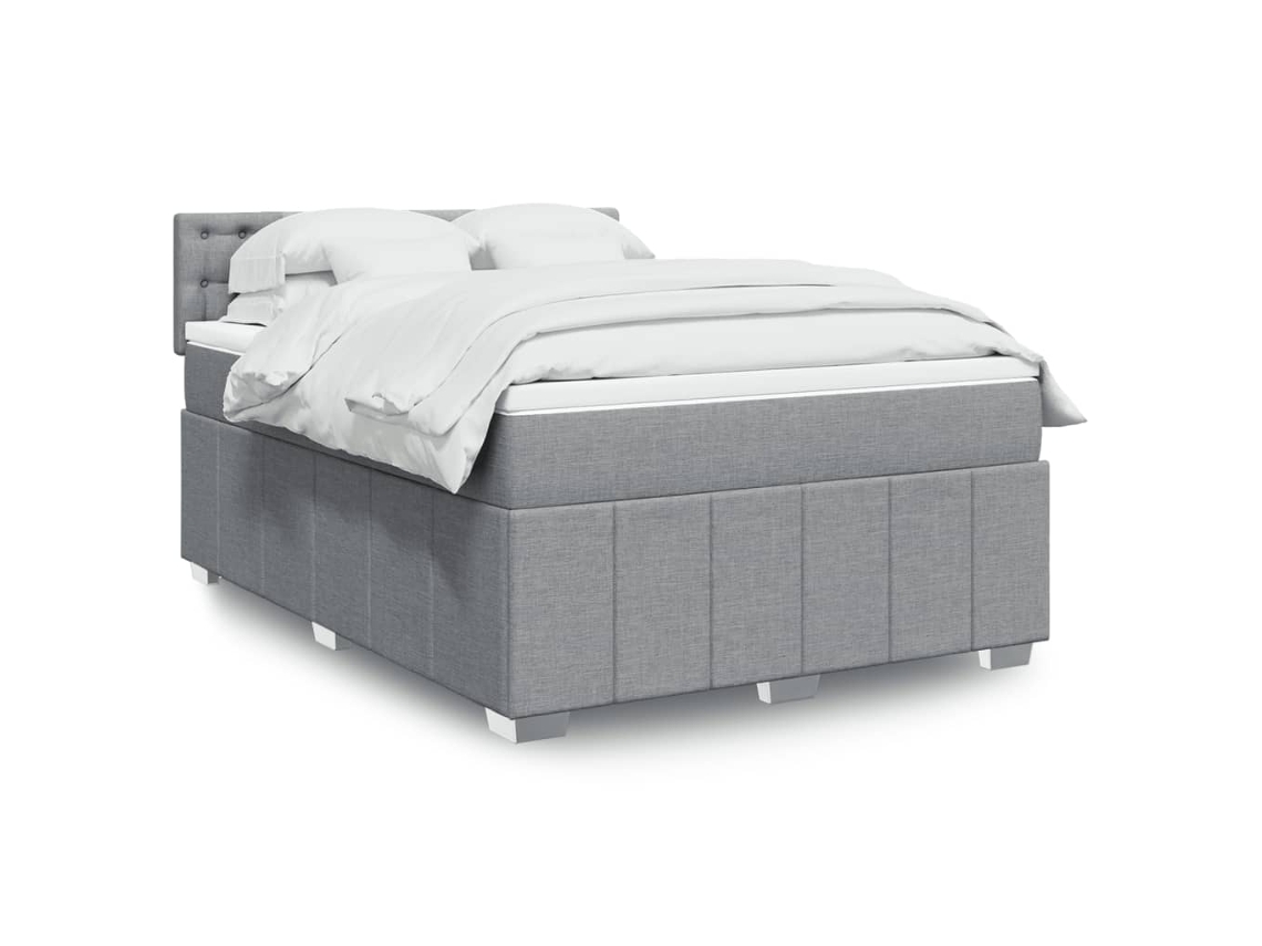 Vidaxl Cama com Molas/colchão 140x190 Cm Tecido Cinzento claro