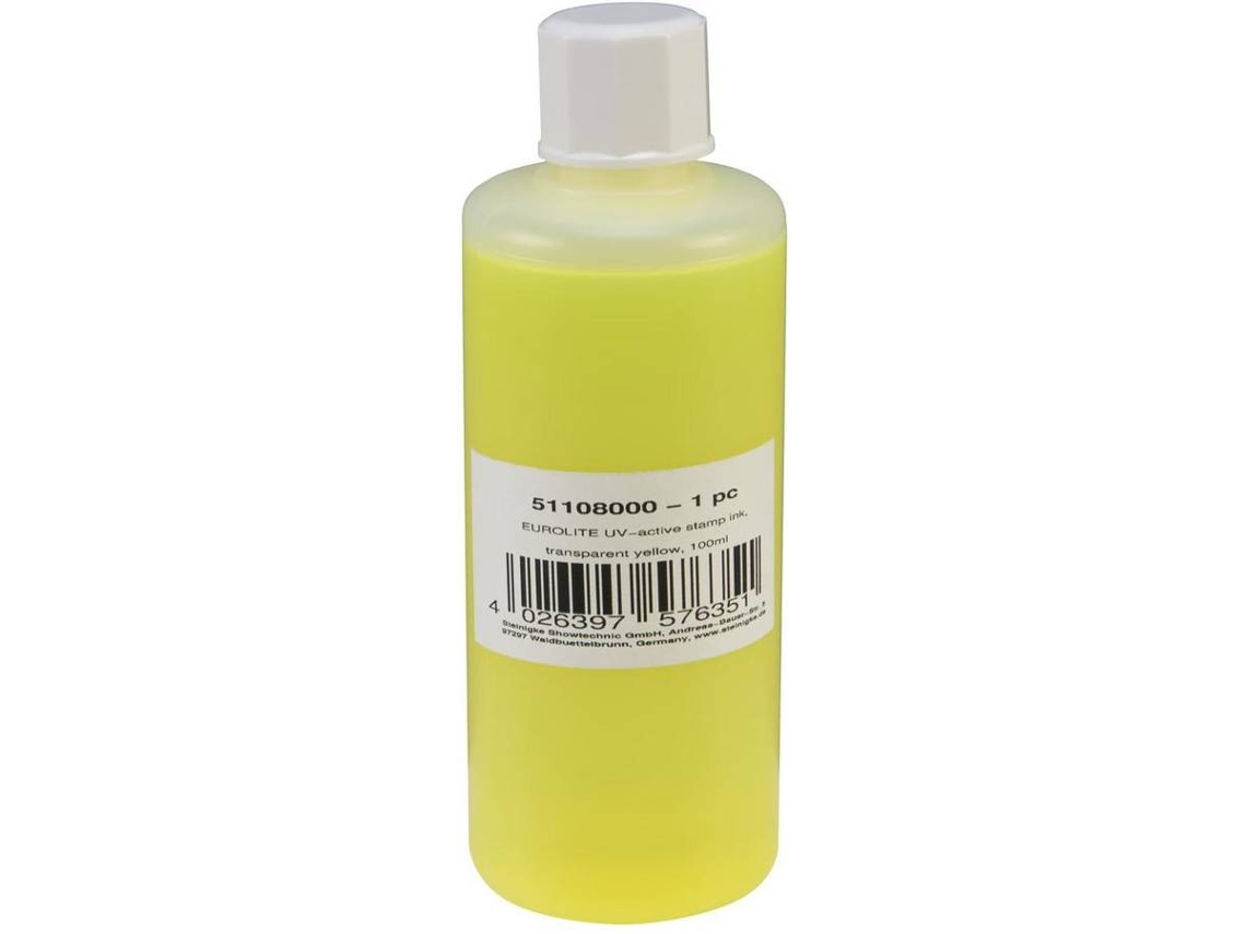 Tinta de Carimbo EUROLITE Uv Active Stamp Ink, Transparente Amarelo, 100 ml