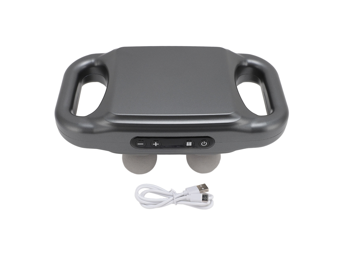 Pistola de massagem de tecidos profundos 4 cabeças 20 níveis 6 modos com display led cinza S/MARCA