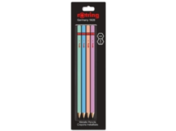 Rotring Lápis De Grafite Metal, Minas Hb, Corpo Hexagonal De Várias Cores Metálicas