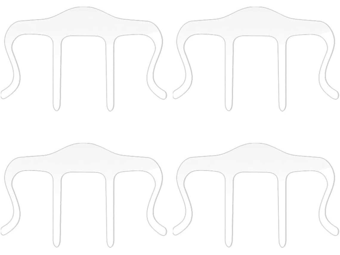 Conjunto de 4 alfinetes de acrílico transparente para fixar páginas de revistas, receitas e livros. Design compacto ideal.
