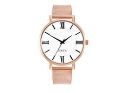 Reloj De Cuarzo Analógico De Pulsera Casual Con Correa De Malla Zhoulianfa (oro Rosa)