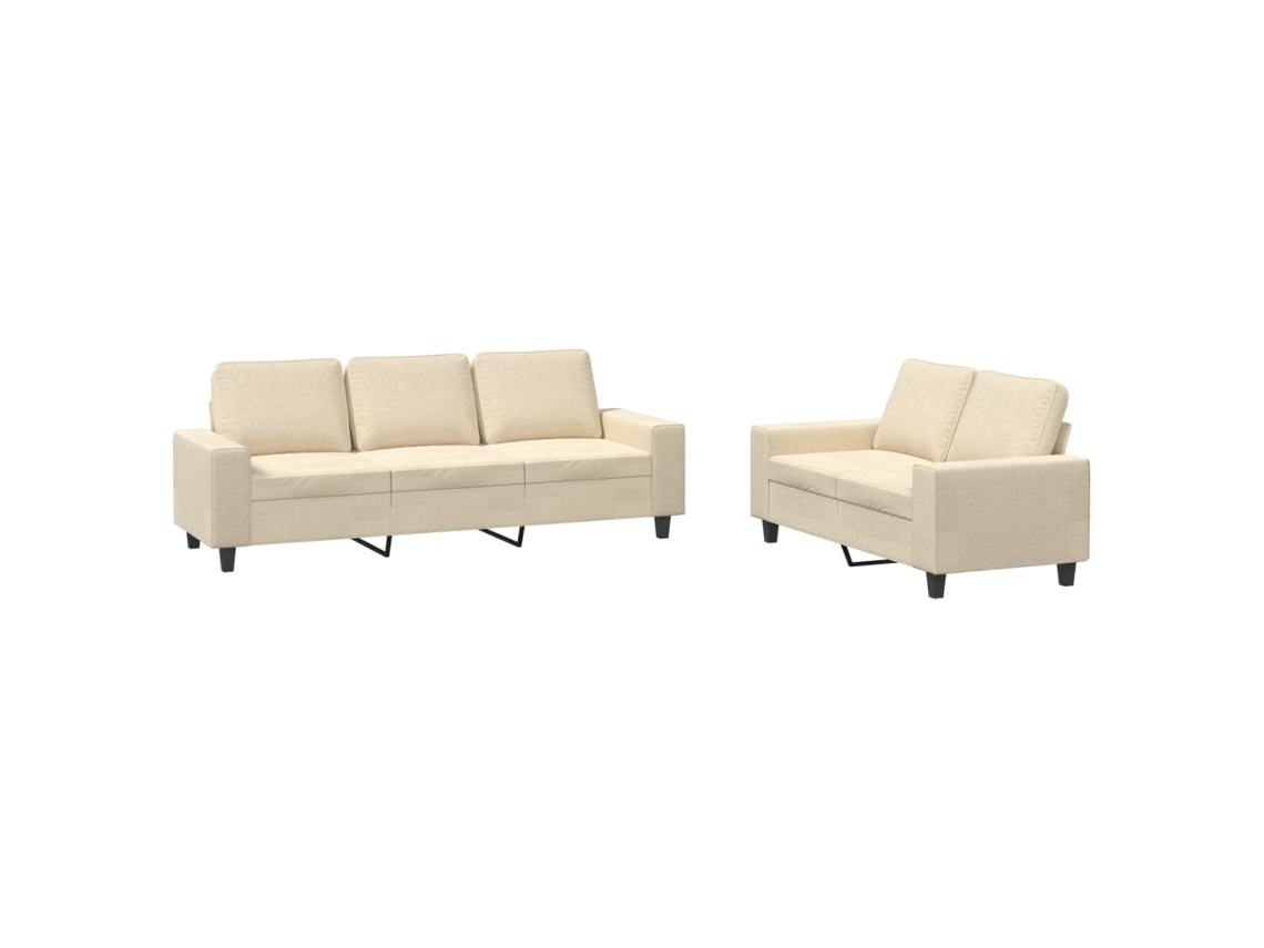 2 Pcs Conjunto de Sofás Tecido Cor Creme MAISON EXCLUSIVE