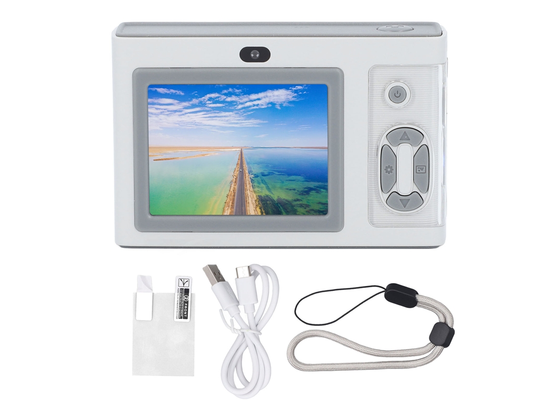 Câmera Digital Com Tela 2.4 Polegadas 1080p Hd Lentes Duas Zoom 4x Com Reprodutor Mp3 E Luz De Preenchimento Led Cinza