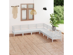 Vidaxl 7 Pcs Conjunto Lounge De Jardim Pinho Maciço Branco