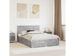 Vidaxl Estrutura Da Cama Cinzento 140 X 200 Cm Derivados De Madeira