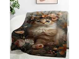 Manta Peônia para Gato 180x200 Cm Multifuncional Macia de Flanela Aconchegante Cama Escritório Cochilo Conjunt