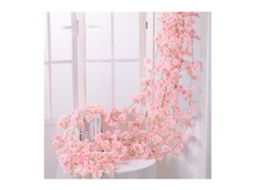 Rattan de Flor Artificial 1,8m 135 Capítulos Seda Plástico Pendente Decorativo Rosa Carne